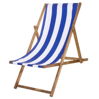 Liegestuhl, Massivholz, imprägniert, weiß-dunkelblau