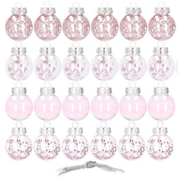 Weihnachtsbaumkugeln Kunststoff mit Federn Konfetti 24 Stk.