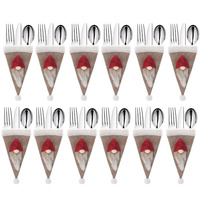 Bestecktaschen 12 Stk. Weihnachtsmann-Mütze Pompon