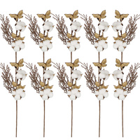 10 Stück künstliche Baumwollzweige Deko 37 cm