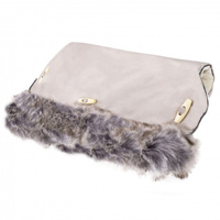 Kinderwagen Muff, Handwärmer mit Webpelz, Größe 45 x 40 cm, beige