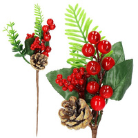 Künstliche Dekozweige 3 Stk. mit Weißdorn Apfel 27 cm Winterzweige Herbstzweige