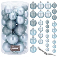 Weihnachtsbaumkugeln Set aus Kunststoff Bruchsicher Glitzer Matt Glanz 30 Stück  blaue Kugeln