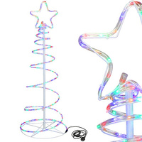LED Spiral-Lichterbaum mit Stern 135 cm, buntes Licht