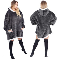 Kapuzenpulli mit Ärmeln und Taschen Hoodie Oversize Graphit