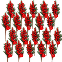 Künstliche Dekozweige Weihnachtsbaumdekor Vogelbeeren Apfel 20 Stück