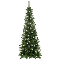  Künstlicher Weihnachtsbaum Diamantkiefer Slim Kunstschnee und Zapfen 250 cm