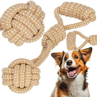 Knoten-Ball am Seil mit Handschlaufe Baumwolle 30 cm lang hellbraun