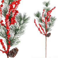 Künstlicher Dekozweig, 58 cm, mit Kunstschnee Vogelbeeren