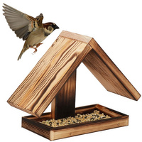 Vogelhaus Vogelfutterhaus für Balkon Garten Kiefernholz mit Flammeffekt 