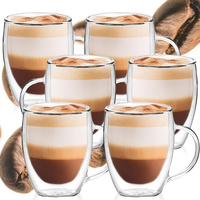 Thermogläser doppelwandige Kaffeegläser mit Henkel 300 ml 6 Stück