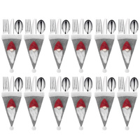 Bestecktasche Form Zipfelmütze mit Pompon 18 x 10 cm, 12 Stk., 