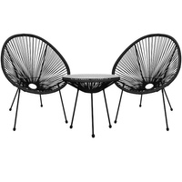 Gartenstühle Acapulco 2-er-Set PE-Rattan inklusiv Glastisch schwarz