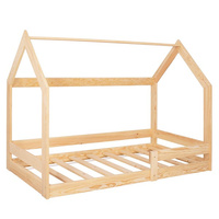 Kinderbett Hausoptik mit Lattenrost Rausfallschutz 80 x 160 cm Bettenhaus Holzbett aus Massivholz 