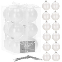 Weihnachtsbaumkugeln-Set 12 Stk. matt weiße Kugeln aus Kunststoff