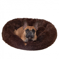 Hundebett Liegeplatz 70 cm Rund-Form Kunstfell braun weich