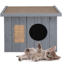 Katzenhaus aus Holz Katzenhütte 49,5 x 58 x 36 cm grau