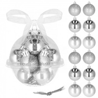 Weihnachtsbauzmkugeln-Set 12 Stk. Duecxhmesser 3 cm in Silberfarbe