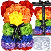 Rosenbär mit LED-Lichterkette in Geschenkbox für Valentinstag Muttertag