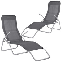 Chaise de jardin Chaise de bien-être Chaise inclinable 2 pièces gris