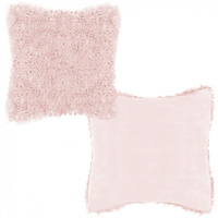 Coussin décoratif rose clair, fausse fourrure, taille 40 x 40 cm