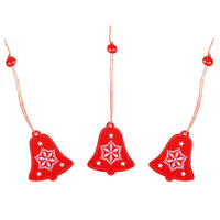 Holzanhänger, 3 Glocken, rot, Christbaumdekoration