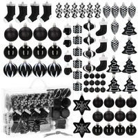 Boules de Noël 77 pièces. Set de boules de sapin de Noël noir - Décoration pour Noël