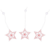 Pendentifs en bois, 3 pcs, blanc, avec ornements