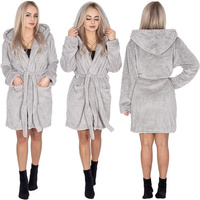 Peignoir à capuche deux poches Taille L/XL Forme courte gris