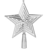 Christbaumspitze Stern-Spitze 18,5 cm Silberfarbe Kunststoff