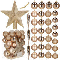 Ensemble de boules de Noël en plastique 33 pièces différentes tailles or