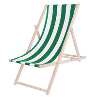 Chaise longue en bois massif Transat pour jardin et balcon Système de sécurité vert-blanc