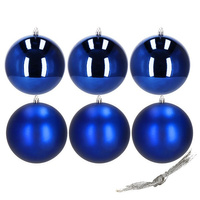 Boules de Noël bleu foncé 6 pièces par paquet Diamètre 10 cm