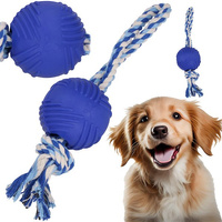 Balle avec corde Jouet de traction pour chiens bleu