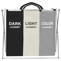 Panier à linge pliable à 3 compartiments avec poignées de transport