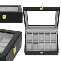 Boîte à montres en bois pour 10 montres, 26,5 x 20 x 8 cm, avec fenêtre transparente