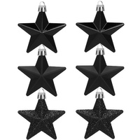 Boules de Noël petites étoiles 6,5 x 7 cm 6 pièces noir