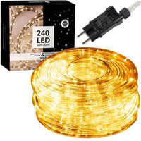 Tube lumineux LED 240 LED 11,5 mètres 8 fonctions IP44 Lumière blanche chaude Alimentation électrique