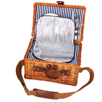 Panier de pique-nique en osier avec bandoulière pour 2 personnes 11 pièces