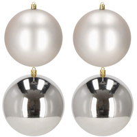 Boules de Noël en plastique Diamètre 12 cm 4 pièces argentées