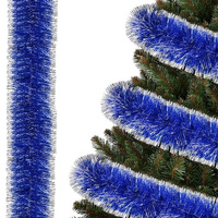 Guirlande pour sapin de Noël bleu foncé-argenté 6 m