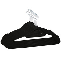 Ensemble de 9 cintres en velours, LxH : 44x23,5 cm, noir