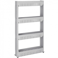 Étagère de salle de bain avec roulettes 4 étagères gris