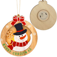 Décoration de sapin de Noël en bois Bonhomme de neige 9,5 cm à pile