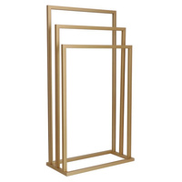 Porte-serviettes avec 3 barres en métal autoportant de 86 cm de hauteur en or