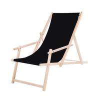 Chaise longue en bois de hêtre avec accoudoirs Chaise de plage max. 120 kg Réglage à 3 niveaux