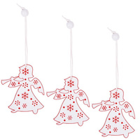 Holzanhänger, Ange avec Trompette, blanc, 3 pièces.