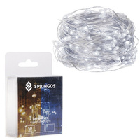 Guirlande lumineuse LED avec 50 LED Blanc froid Fonctionne à piles Intérieur 5 m