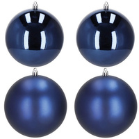 Boules de Noël en plastique Diamètre 12 cm 4 pièces bleu foncé
