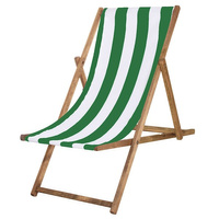 Chaise longue Chaise de jardin en bois imprégné pliable Motif à rayures blanc-vert Barre de sécurité